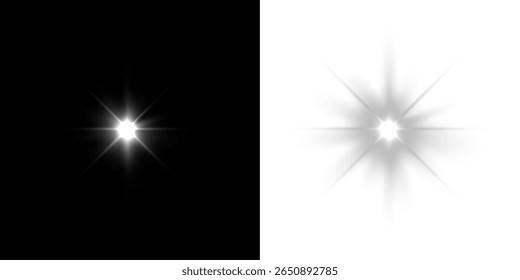 Png luz de estrela branca, brilho. Efeito de luz branca. Luz brilhante com cor branca. Png spotlight sparkle.Vetor luz solar transparente lente especial brilho efeito.