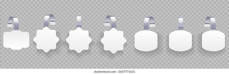 PNG wobbler tag with mockup banner and round bubble label for retail shelf or store display in 3d vector design with advertising speech cloud and price discount promotion