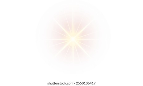 Png yellow light effect reflections, neon illumination in yellow colors. Bright light lens. Png spotlight spark. Stadium Lighting. Sunlight, Shiny stars, glowing sparks. Vector	