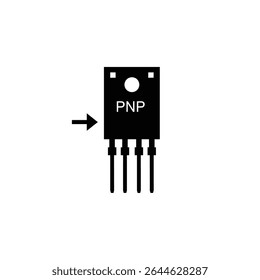 Ilustração do diagrama de componente eletrônico do transistor Pnp.