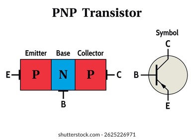 PNP Transistor on the white background. Education. Science. School. Vector illustration.