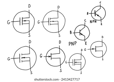 pnp transistor schematic symbol vector illustration