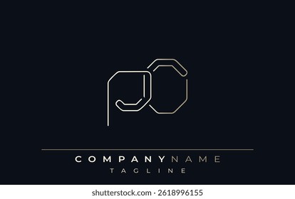 PO Abstract Line Style Logo. Minimalist Design Featuring the Letters P and O Abstract Line Style