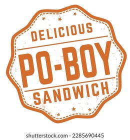 Po Boy sandwich grunge rubber stamp on white background, vector illustration