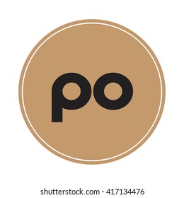 po brown letters ,abstract background logo, design identity in circle, alphabet letter