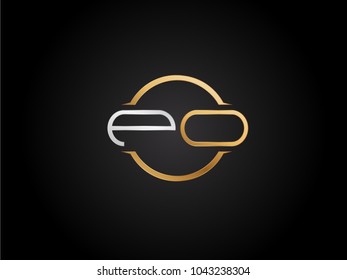 PO circle Shape Letter logo Design in silver gold color