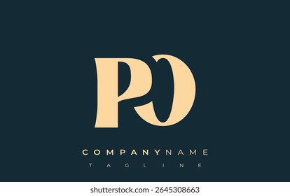 PO Creative Abstract Typography Logo Design (em inglês). Logotipo elegante que combina tipografia arrojada e formas criativas, ideal para soluções de marca e identidade.
