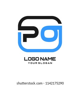 PO initial box letter logo template vector