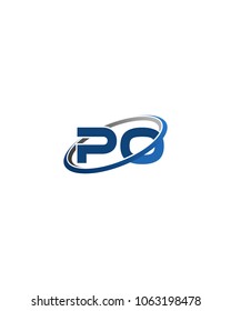 PO Initial Company Blue Swoosh Logo