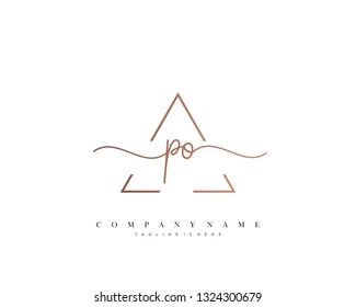PO initial handwriting logo template vector