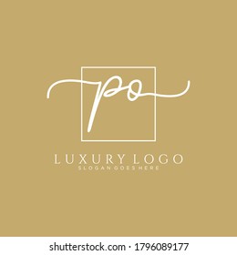 PO Originale Logo-Vorlage für Handschriften, Vektorgrafik