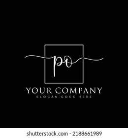 PO Initial handwriting minimalist logo vector