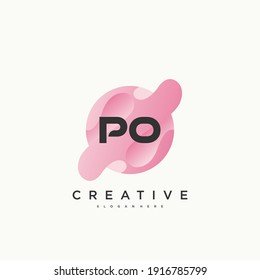 PO Initial Letter logo icon design template elements with wave colorful art.