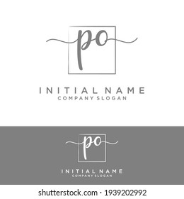 PO Initial letters, handwriting signature logo.