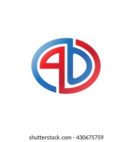 PO initial letters looping linked ellipse logo red blue
