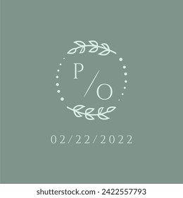 PO erste moderne Monogramm-Hochzeit mit Kreativkreislinie