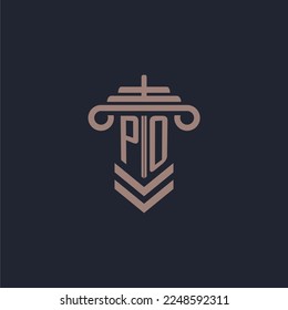 PO erstes Monogramm-Logo mit Säulendesign für Anwaltskanzlei, Vektorbild