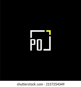 PO initial monogram logo with square style design