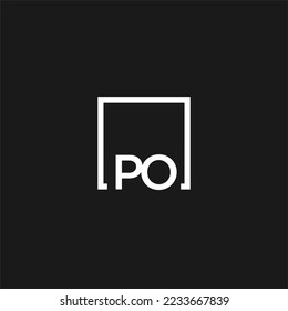 PO initial monogram logo with square style design