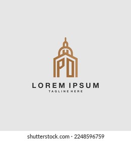 Logo inicial monograma inmobiliario con diseño imperial