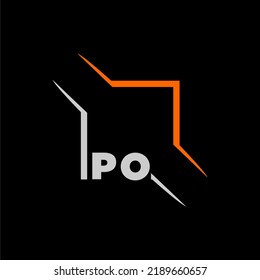 PO initial monogram technologi logo with square style design