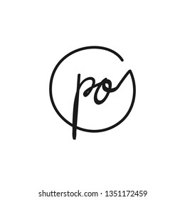 PO initial signature logo. handwriting logo template vector,