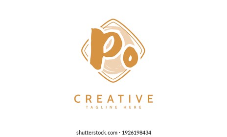 PO Initials, handwriting logo vector