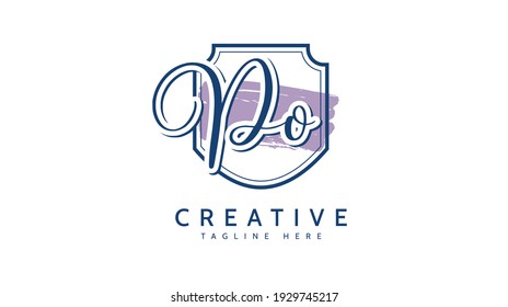 PO Initials, handwriting logo vector