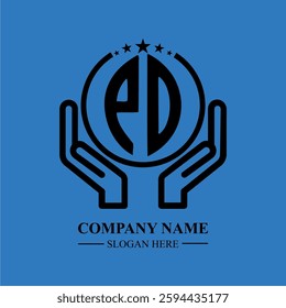 PO initials held within hands, symbolizing trust and protection. The circle represents unity, while stars highlight excellence and ambition.