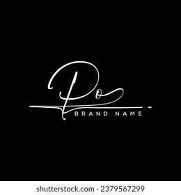 PO letter beauty handwriting vector logo. 