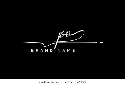 PO letter beauty handwriting vector logo. 