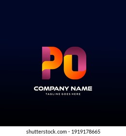 PO Letter initial Logo Vector With colorful, logo for media business