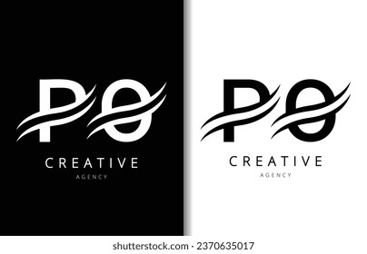 Logo-Design des PO-Briefes mit Hintergrund und Creative Company-Logo. Modern Lettering Fashion Design. Vektorgrafik