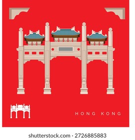 Mosteiro Po Lin - Mosteiro Budista Chan - Ilha Lantau Hong Kong como ilustração de stock como arquivo EPS 10