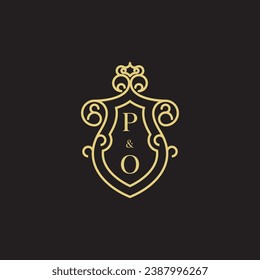 PO line vintage initial logo in high quality professional design that will print well across any print media