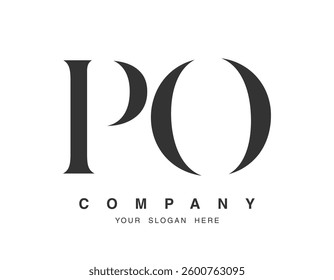 PO logo design. Initial letter p and o serif font style. Creative classic company name typography. Trendy logotype or identity. Vector illustration.