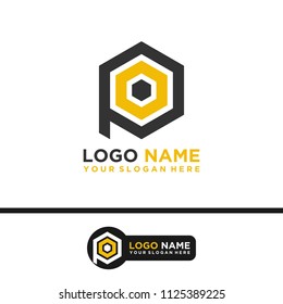 PO logo letter initial, Abstract polygonal Background Logo,