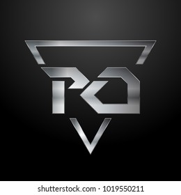 PO Logo, Metal Logo, Silver Logo, Monogram, Polygon