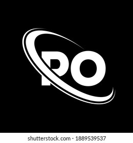 PO logo. P O design. White PO letter. PO P O letter logo design. Initial letter PO linked circle uppercase monogram logo.