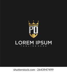 PO carta de luxo monograma para coroa e escudo logotipo design