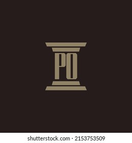 PO monogram initial logo for lawfirm with pillar design