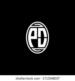 PO monogram logo isolated on oval rotate shape design template