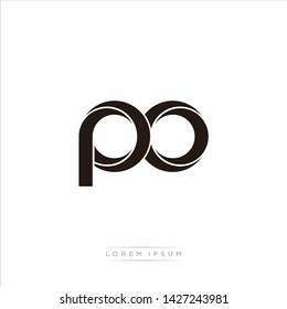po o p Initial Letter Split Lowercase Modern Monogram linked outline rounded logo