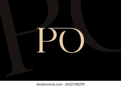Projeto do ícone do logotipo da carta PO ou OP. Monograma de iniciais de luxo estilo clássico.