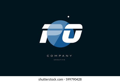 po p o  blue circle dot big font alphabet company letter logo white design vector icon template 