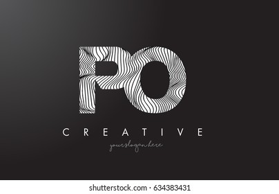PO P O Letter Logo with Zebra Lines Texture Design Vector Illustration.