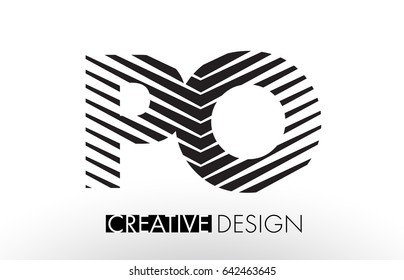 PO P O Lines Letter Design with Creative Elegant Zebra Vector Illustration.