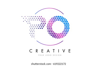 PO P O Pink Magenta Dotted Bubble Letter Logo Design. Dots Lettering Vector Illustration