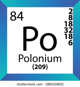 Po Polonium Chemical Element Periodic Table. Single vector illustration, colorful Icon with molar mass, electron conf. and atomic number for Lab, science or chemistry class.
