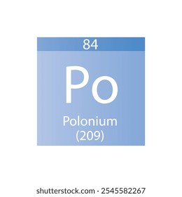 Po Polonium Pós-transição metal Químico Elemento Tabela Periódica. Simples ilustração de vetor quadrado plano, ícone de estilo limpo simples com massa molar e número atômico